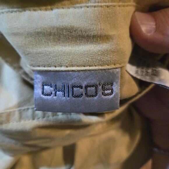 Chico’s Faux Suede Button Up Blouse Yellow Long Sleeve Top Size XL 3 - Picture 5 of 9